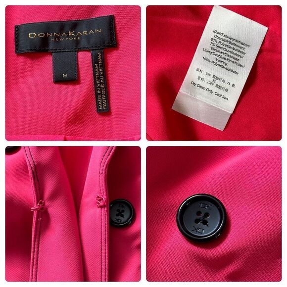 Donna Karan Fuschia Pink Black Stitch & Buttons Accent Blazer MEDIUM - Picture 14 of 15